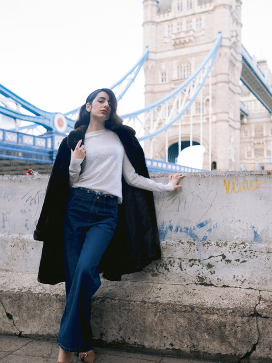 HL Denim Jean Frayed Hem Wide Leg (Faded Blue)