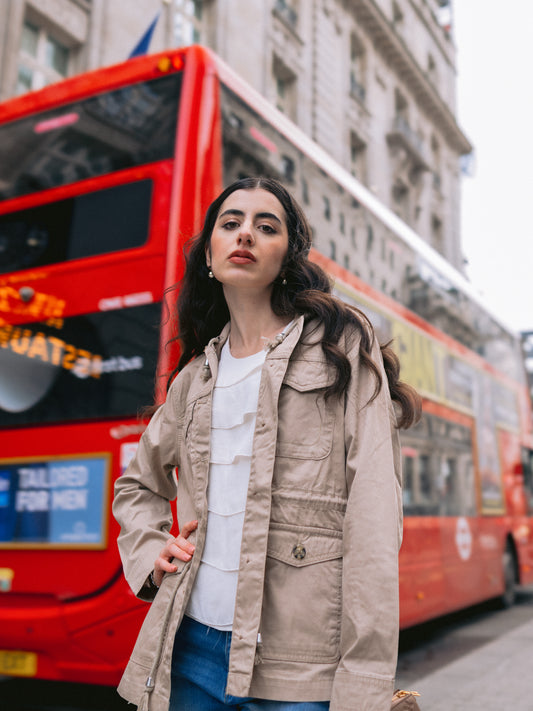 Wild Mushroom Hooded Denim Jacket