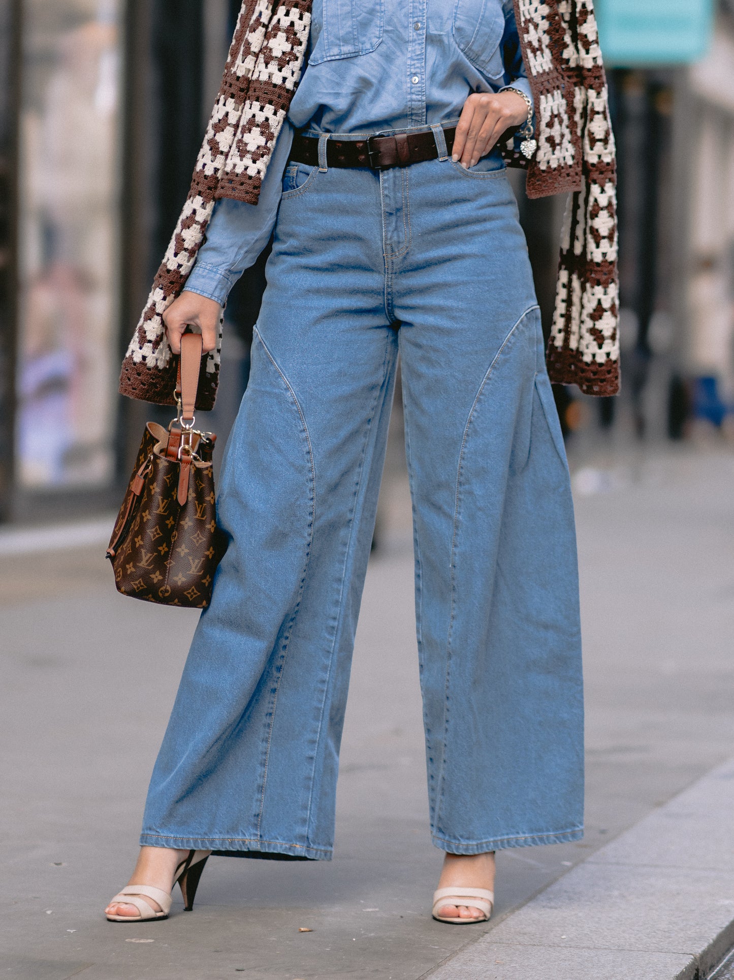 HL Denim Jean Dramatic Split Wide Leg (Sky Blue Wash)