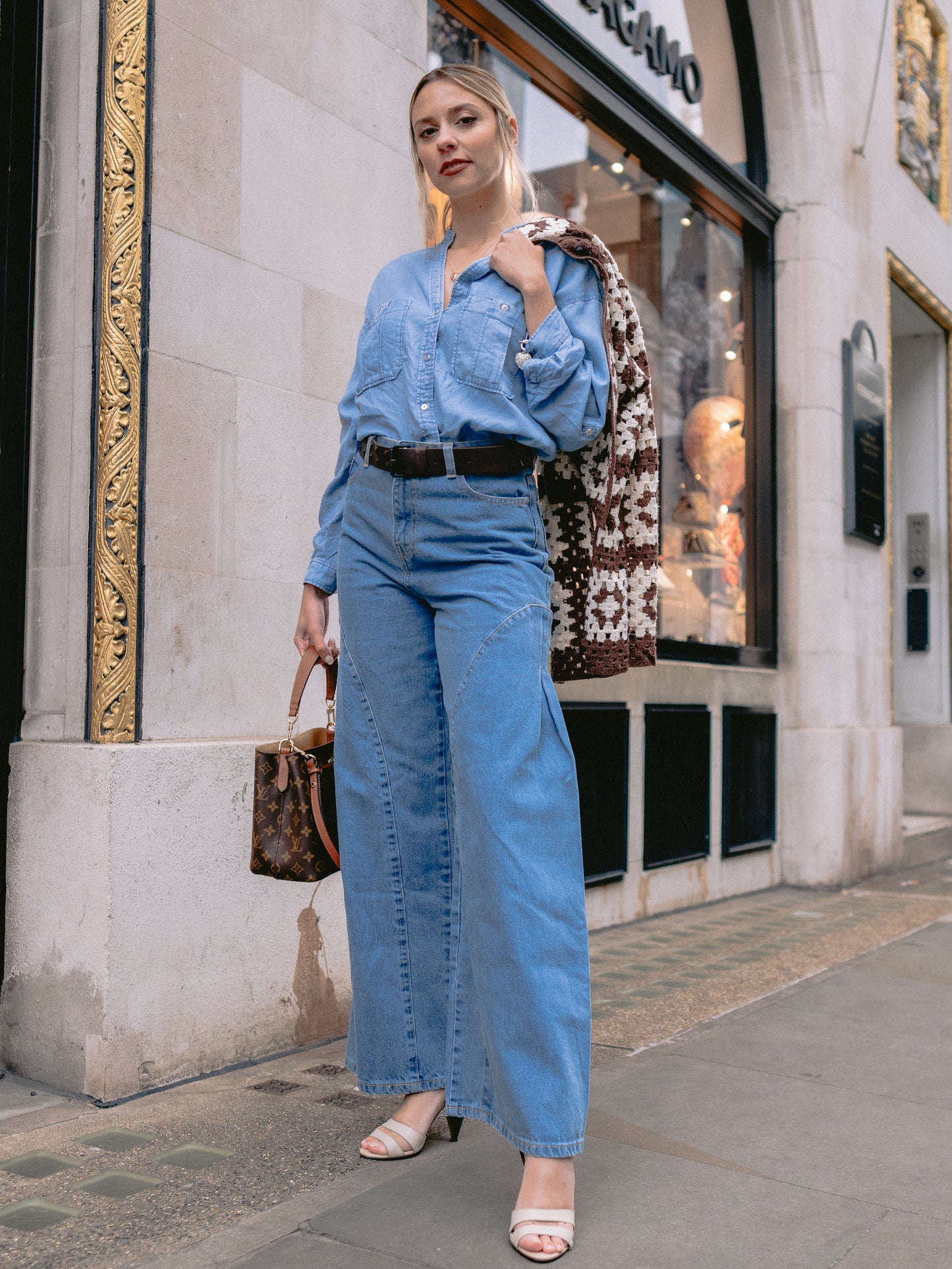 HL Denim Jean Dramatic Split Wide Leg (Sky Blue Wash)