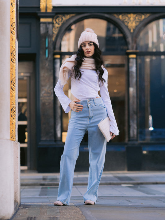 HL Denim Jean Double Button Straight Fit (Sky Blue)