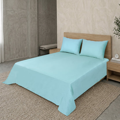 Mint Luxury Hotel Collection King Flat Sheet Set with 2 Pillow Covers – 108" x 102" – 100% Cotton Sateen TC-200
