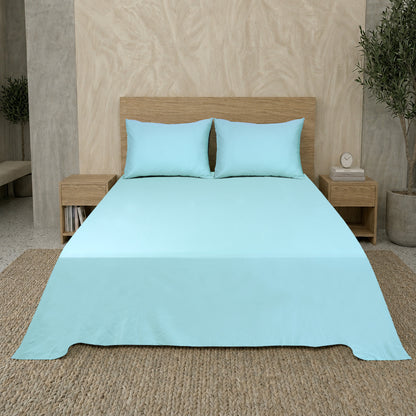Mint Luxury Hotel Collection King Flat Sheet Set with 2 Pillow Covers – 108" x 102" – 100% Cotton Sateen TC-200