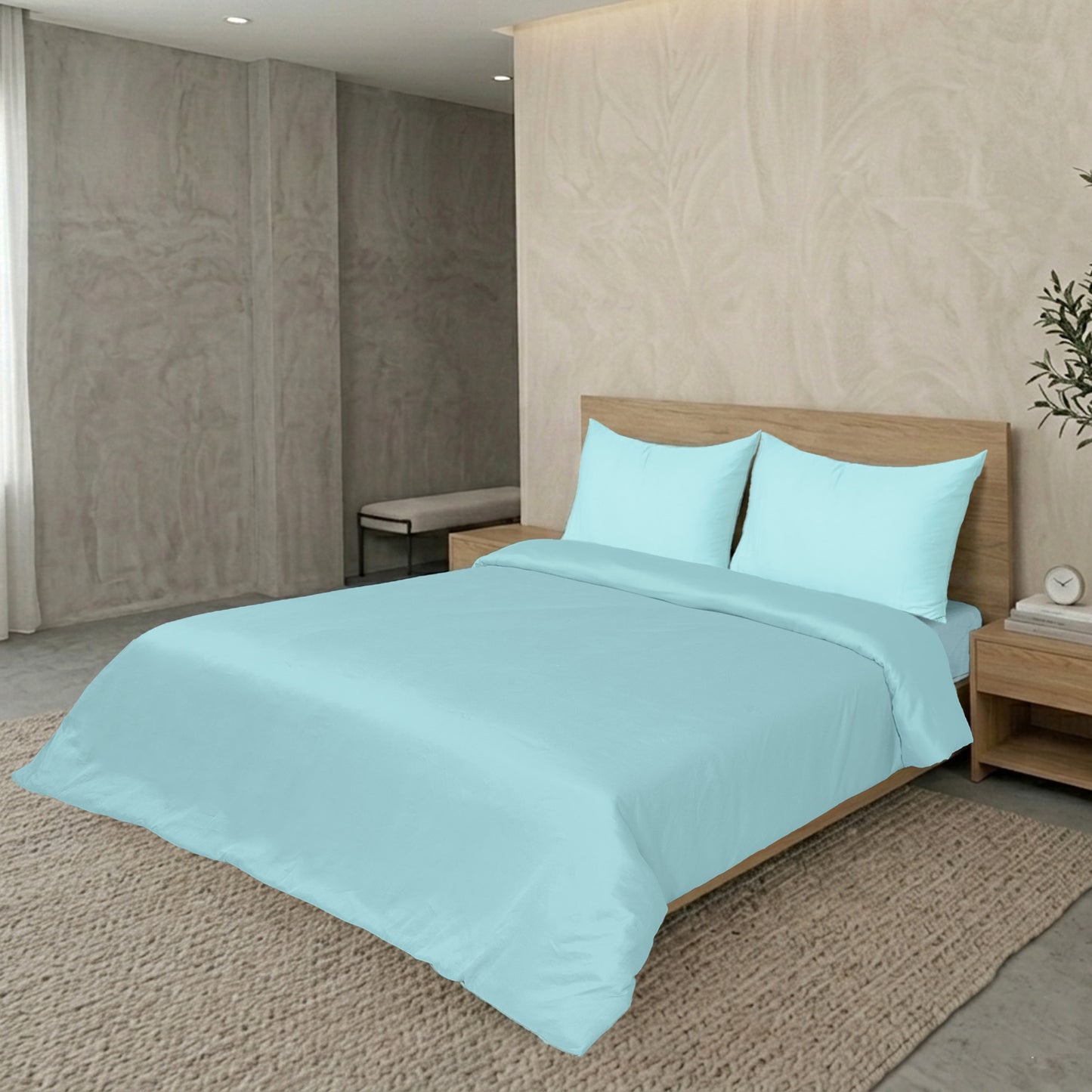 Mint Luxury Hotel Collection King Quilt Cover Set with 2 Pillow Covers – 104" x 95" – 100% Cotton Sateen TC-200