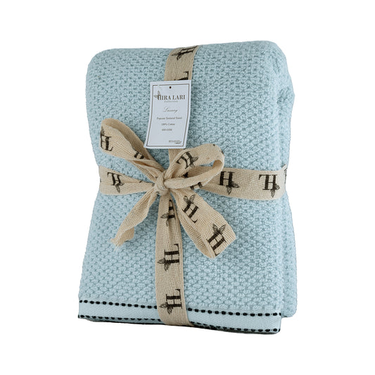 Light Blue | HL Oxford Hand Towel – 600 GSM | Popcorn Texture Premium Cotton (50×100 cm)