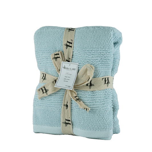 Light Blue - HL - Park Lane Hand Towel – 550 GSM | High Low Rib Stripe Design (50×100 cm)