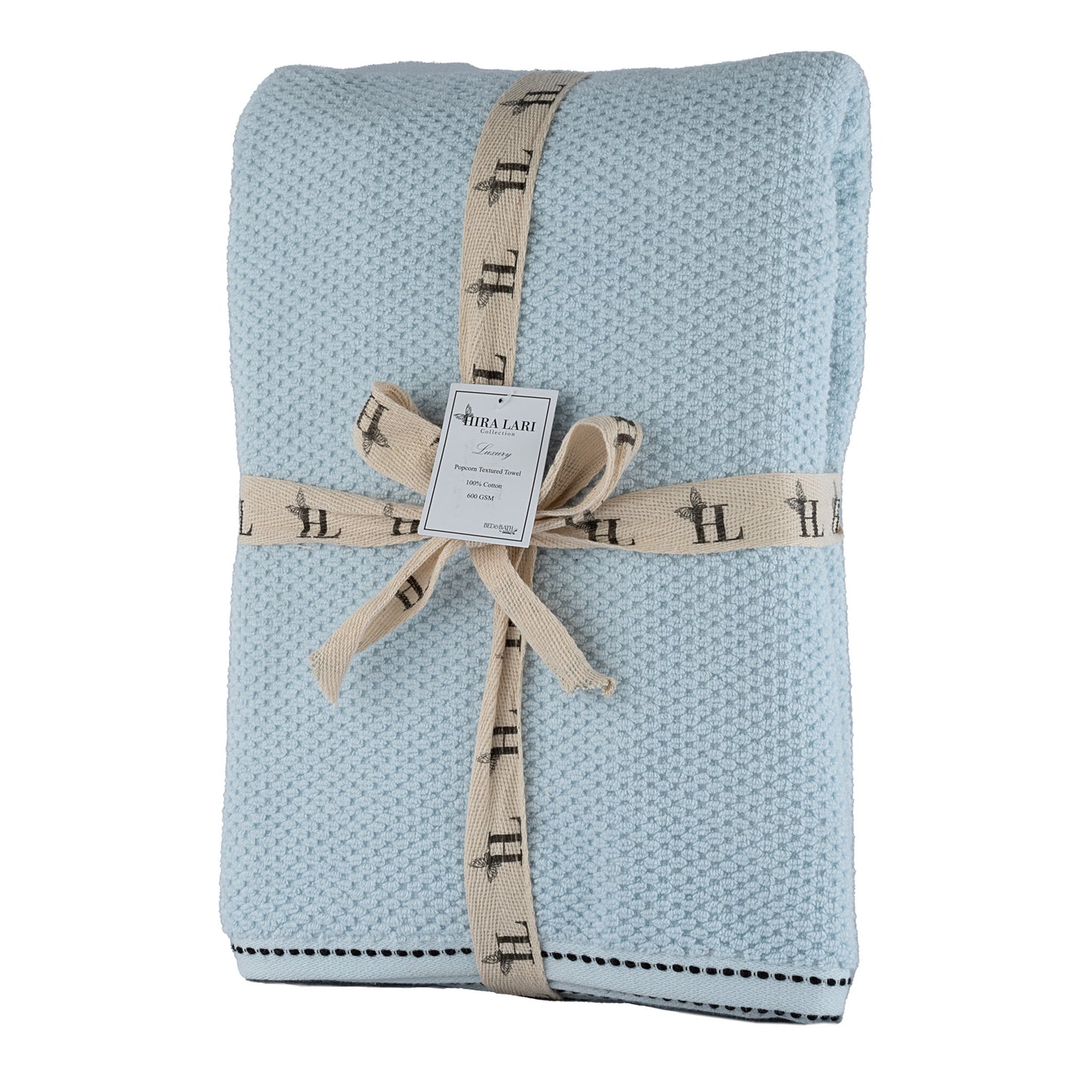 Light Blue HL Oxford Bath Towel – 600 GSM | Popcorn Texture Premium Cotton (70×140 cm)