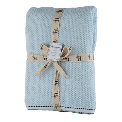 Light Blue HL Oxford Bath Towel – 600 GSM | Popcorn Texture Premium Cotton (70×140 cm)