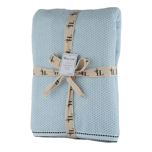 Light Blue HL Oxford Bath Towel – 600 GSM | Popcorn Texture Premium Cotton (70×140 cm)