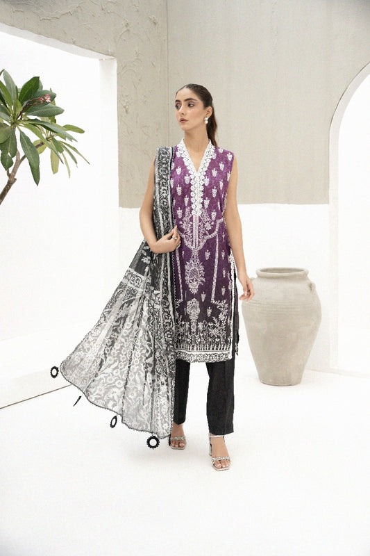 Motifs by Hira Lari | 3PC Unstitched Lawn Suit | HL-02 | Lawn 2025