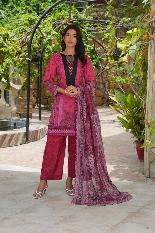 Pink Ash by Hira Lari | 3PC Unstitched Lawn Suit | HL-09 | Lawn 2025