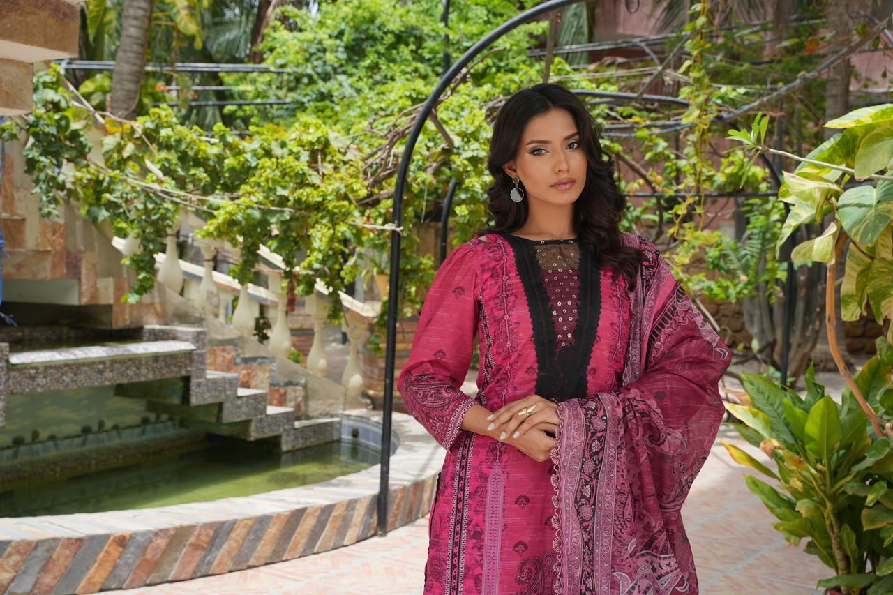 Pink Ash by Hira Lari | 3PC Unstitched Lawn Suit | HL-09 | Lawn 2025
