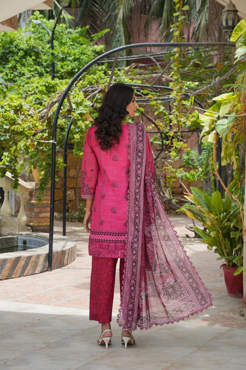 Pink Ash by Hira Lari | 3PC Unstitched Lawn Suit | HL-09 | Lawn 2025