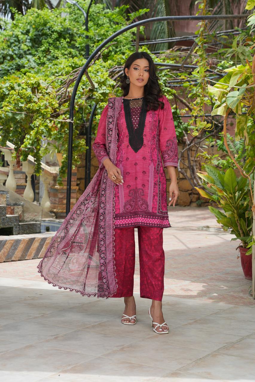 Pink Ash by Hira Lari | 3PC Unstitched Lawn Suit | HL-09 | Lawn 2025