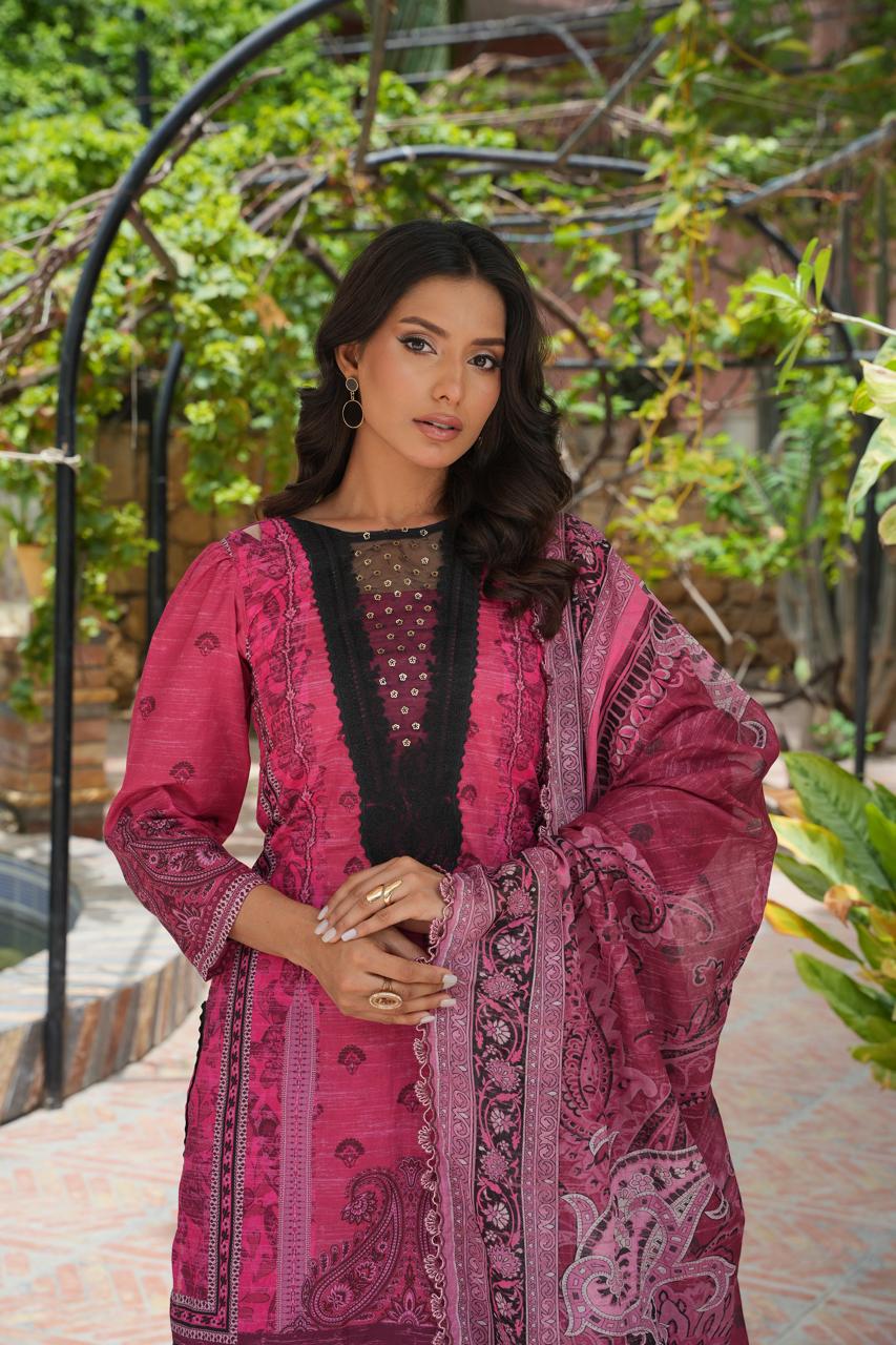 Pink Ash by Hira Lari | 3PC Unstitched Lawn Suit | HL-09 | Lawn 2025