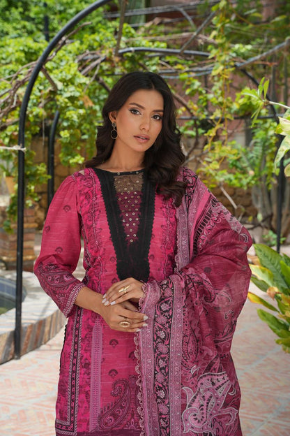 Pink Ash by Hira Lari | 3PC Unstitched Lawn Suit | HL-09 | Lawn 2025