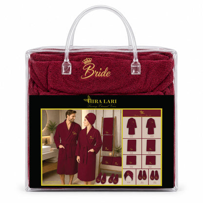 Burgundy – HL Luxury Bride & Groom Spa Set | 9 Pieces