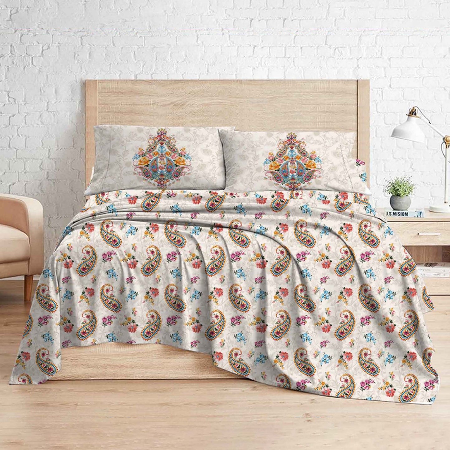 Pashmina | Royal Crest Digital Print Fitted Sheet Set | Single/King