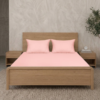 Pink Luxury Hotel Collection King Fitted Sheet Set with 2 Pillow Covers – 72" x 78" – 100% Cotton Sateen TC-200