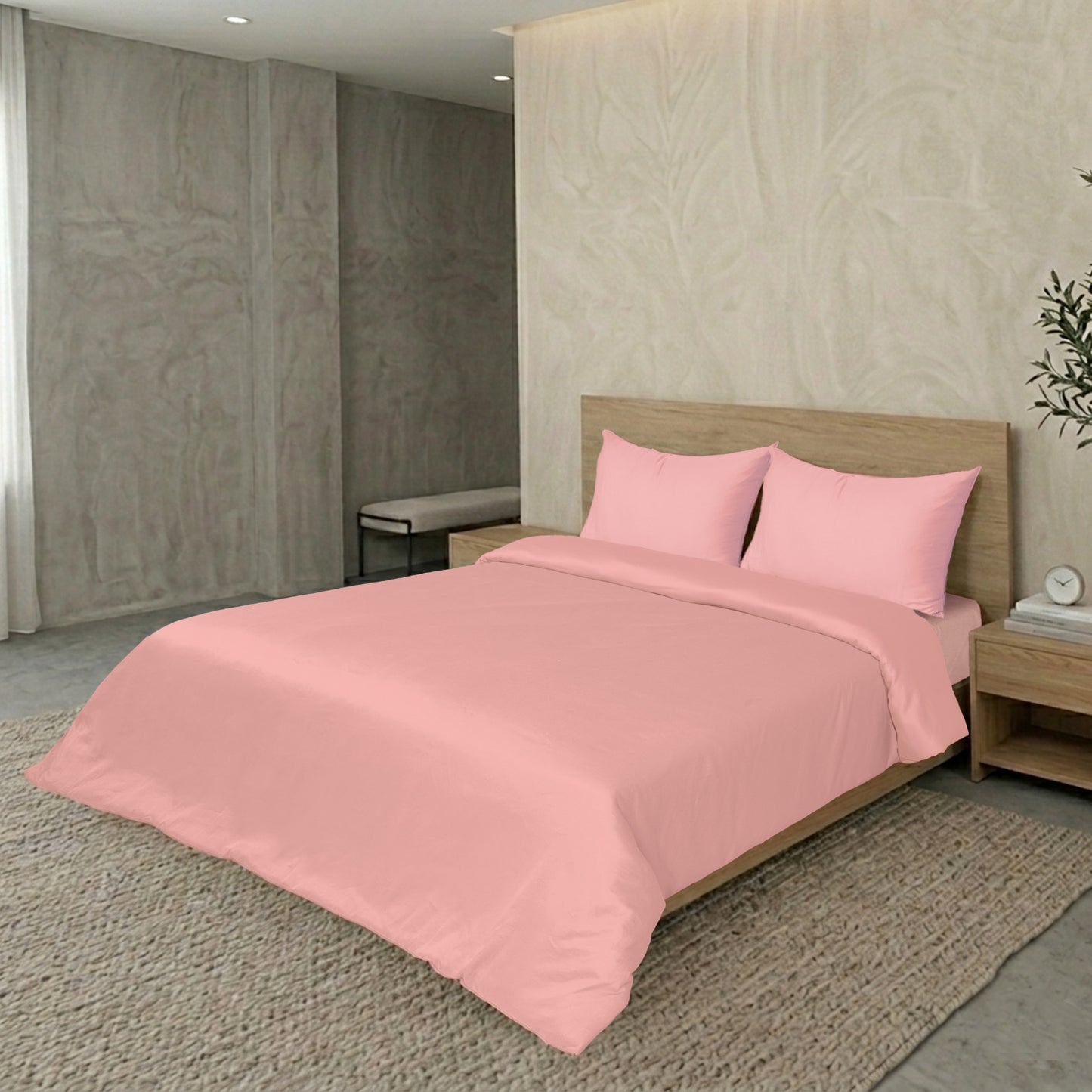 Pink Luxury Hotel Collection King Quilt Cover Set with 2 Pillow Covers – 104" x 95" – 100% Cotton Sateen TC-200
