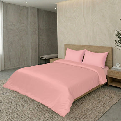 Pink Luxury Hotel Collection King Quilt Cover Set with 2 Pillow Covers – 104" x 95" – 100% Cotton Sateen TC-200