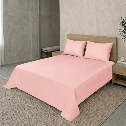 Pink Luxury Hotel Collection King Flat Sheet Set with 2 Pillow Covers – 108" x 102" – 100% Cotton Sateen TC-200