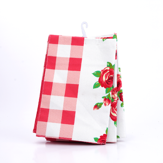 Printed 3 Pcs Placemat Set – Red | 100% Cotton | 19x13 Inches