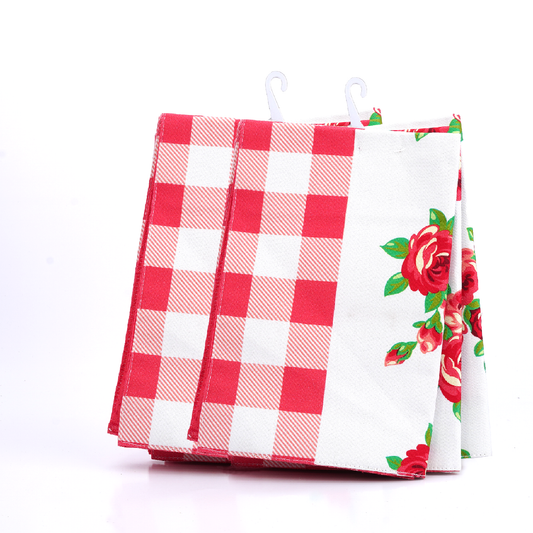 Printed 6 Pcs Placemat Set – Red | 100% Cotton | 19x13 Inches