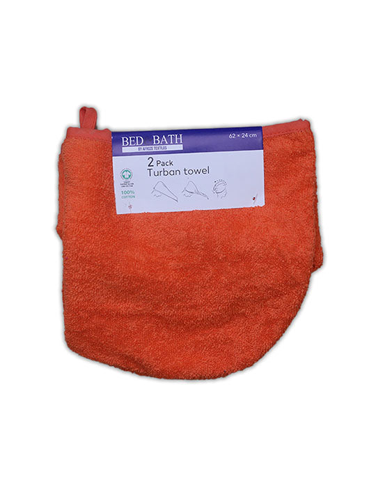 Turban Towel (2 Piece Pack Set) Orange