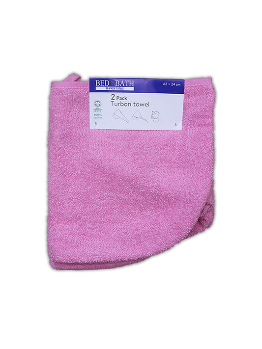 Pink – Turban Towel Set (Pack of 2)