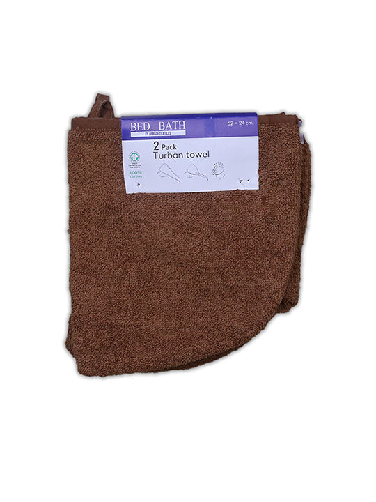 Turban Towel (2 Piece Pack Set) Brown