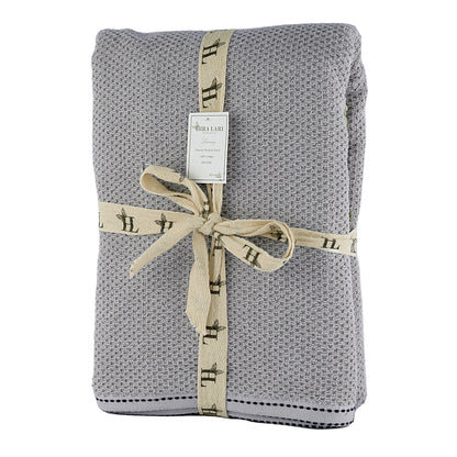 Silver Grey | HL Oxford Bath Towel – 600 GSM | Popcorn Texture Premium Cotton (70×140 cm)