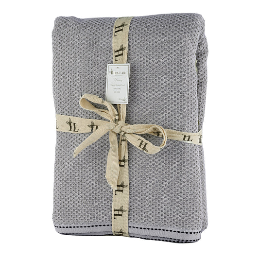 Silver Grey | HL Oxford Bath Towel – 600 GSM | Popcorn Texture Premium Cotton (70×140 cm)