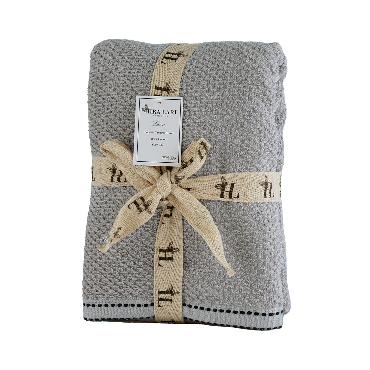 Silver Grey | HL Oxford Hand Towel – 600 GSM | Popcorn Texture Premium Cotton (50×100 cm)