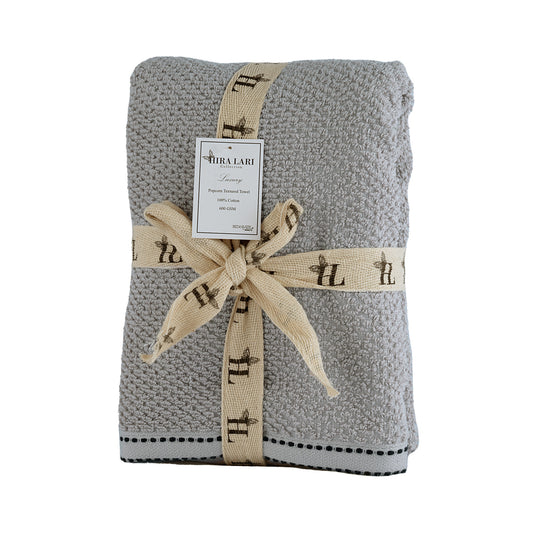 Silver Grey | HL Oxford Hand Towel – 600 GSM | Popcorn Texture Premium Cotton (50×100 cm)