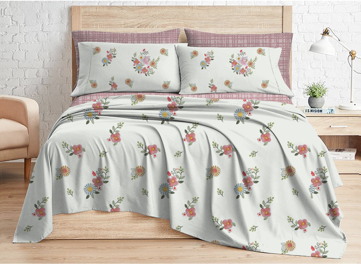 Hira Lari King Flat sheet (Rose Marry)