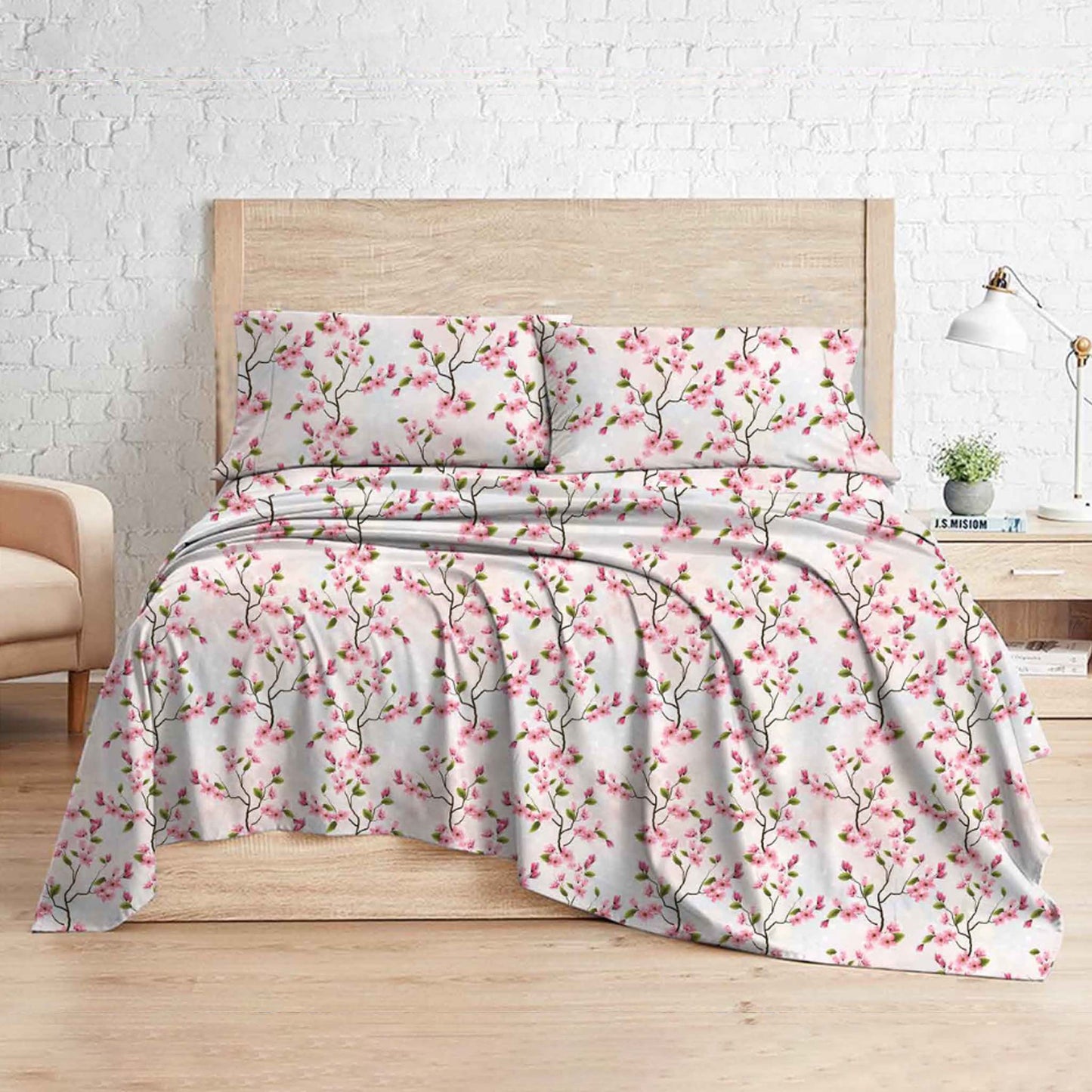 Sakura | Royal Crest Digital Print Flat Sheet Set | Single/King