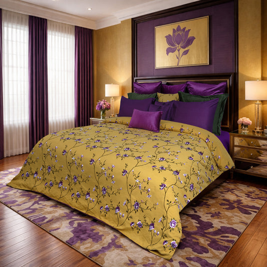 Mustard Blossom HL Signature Luxury Bed Linen Set by Hira Lari
