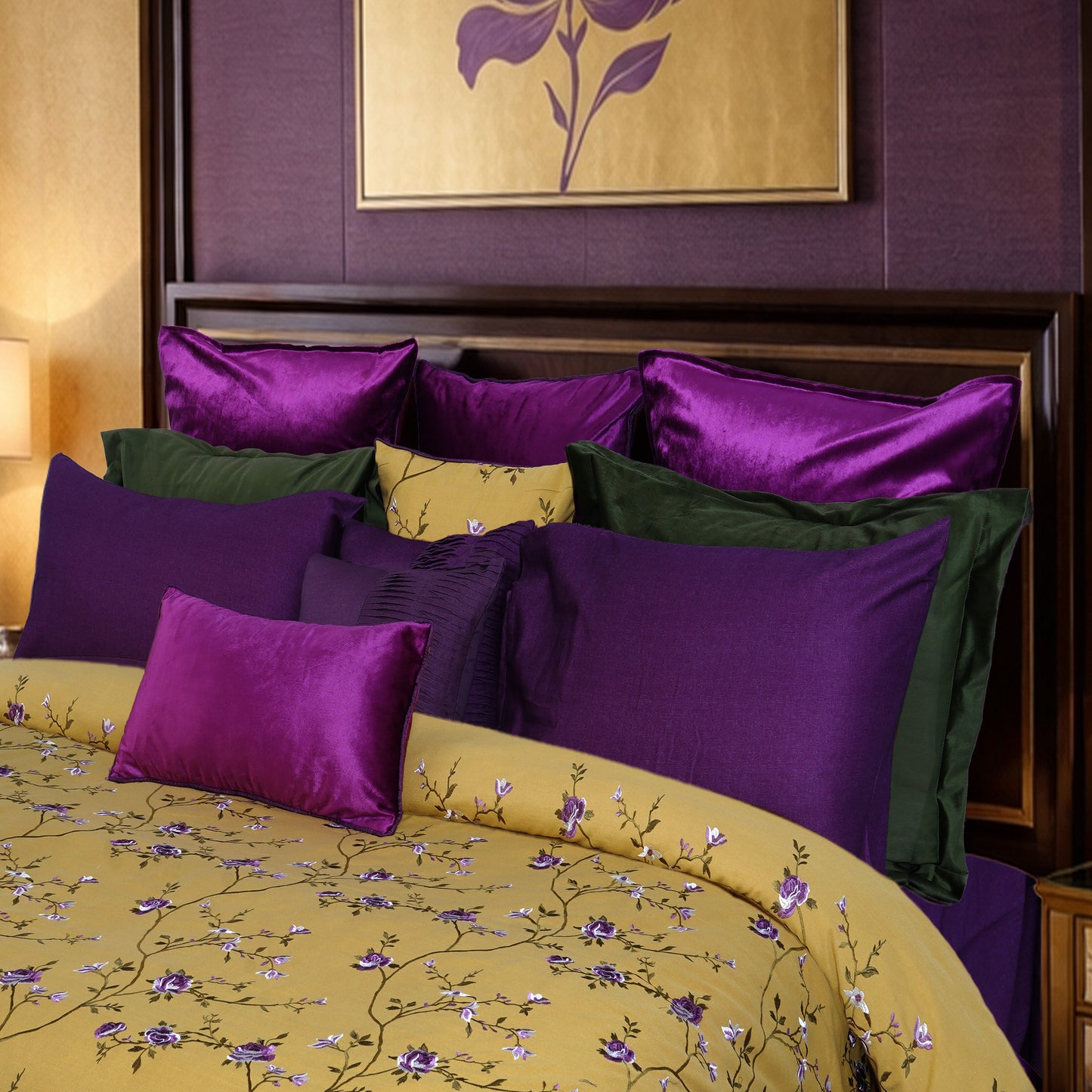 Mustard Blossom HL Signature Luxury Bed Linen Set by Hira Lari