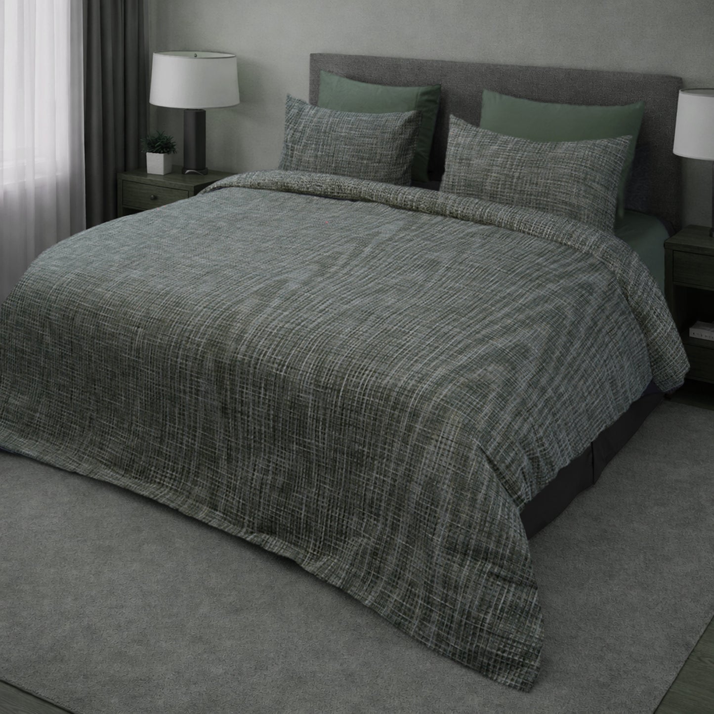 HL King Quilt Cover Set – Artisan Waffle Texture (Green)
