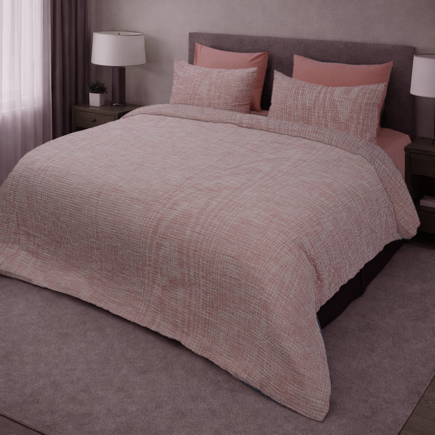 HL King Quilt Cover Set – Artisan Waffle Texture (Pink)