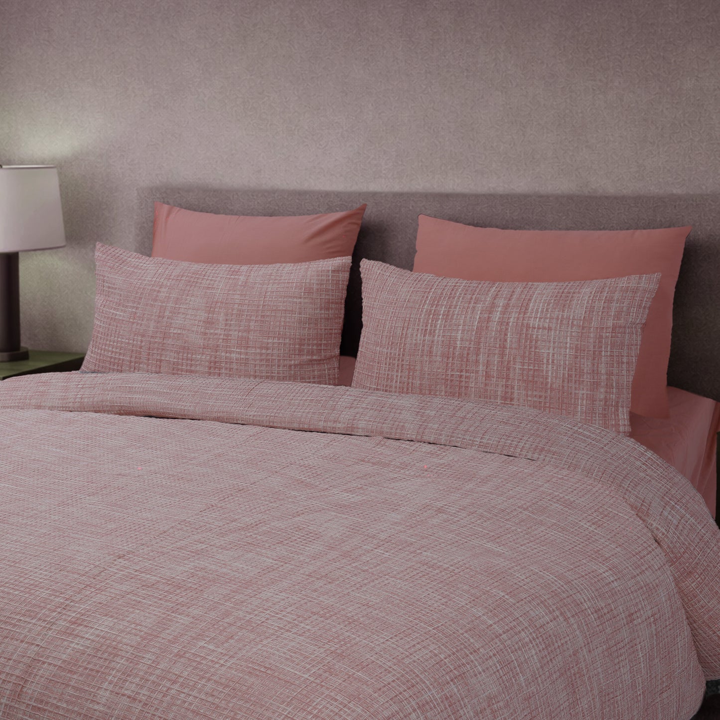 HL King Quilt Cover Set – Artisan Waffle Texture (Pink)