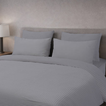 HL King Quilt Cover Set – Luxury Waffle Texture (Silver)
