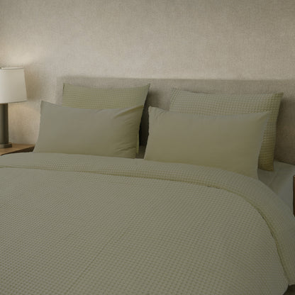 HL King Quilt Cover Set – Luxury Waffle Texture (Green)