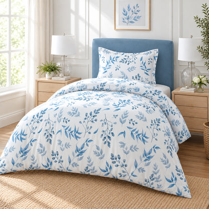 White Floral Single Quilt Cover Set – Satin Microfiber | 2 Pieces