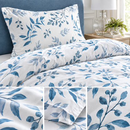 White Floral Single Quilt Cover Set – Satin Microfiber | 2 Pieces