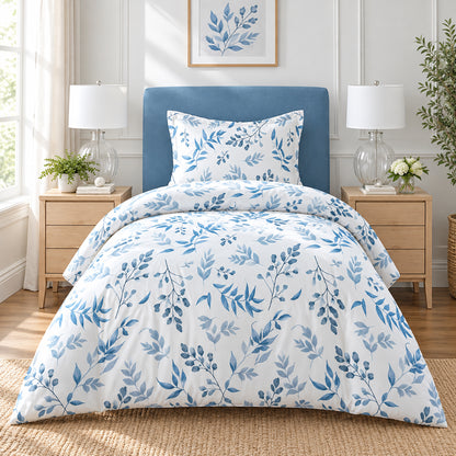 White Floral Single Quilt Cover Set – Satin Microfiber | 2 Pieces