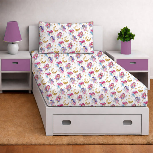 Fairy – Sweet Dreams Kids Flat Sheet Set (T-144 | 100% Cotton)
