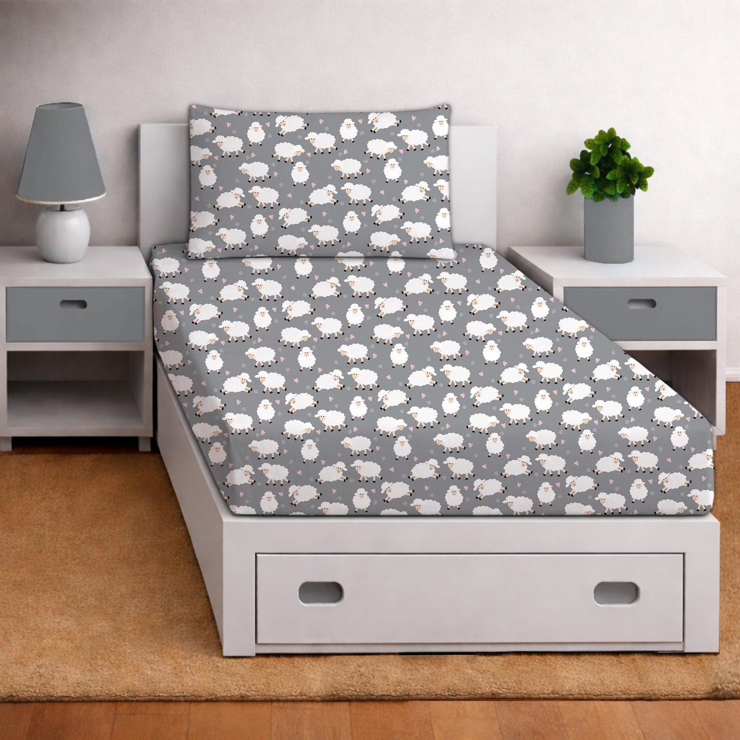 Sheep – Sweet Dreams Kids Flat Sheet Set (T-144 | 100% Cotton)