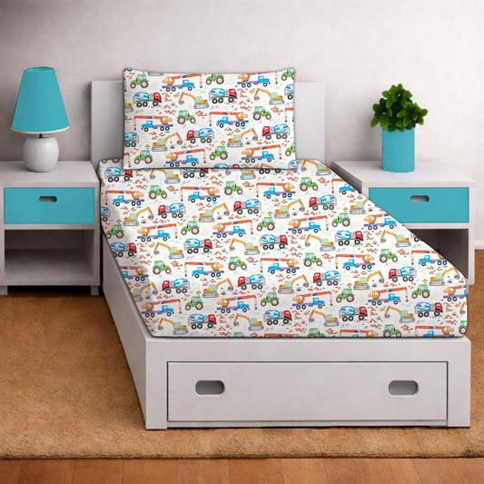 Tiny Titans – Sweet Dreams Kids Flat Sheet Set (T-144 | 100% Cotton)